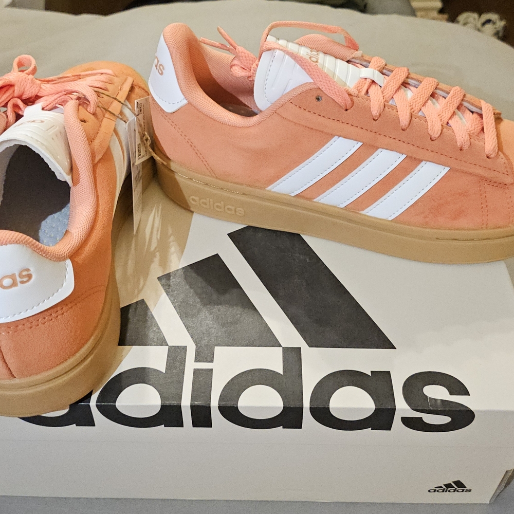Adidas Grand Court Alpha Sneakers Women's 7.5 Coral White Casual Shoes